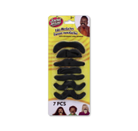 Pack of fake mustaches with adhesive, 7 styles