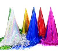 Assorted tinsel dome hats for parties and celebrations