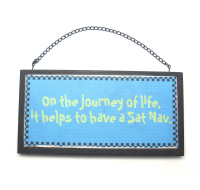 Hanging Wooden Plaque - Satnav Text