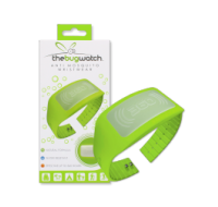 Lime green anti-mosquito wrist wear on white background