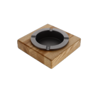 Wooden ashtray featuring a removable metal ashtray insert.