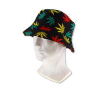 Printed Bucket Hat with Multicolour Leaf Design