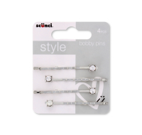 Diamond Stud Silver Hair Bobby Pins 4pc Pack