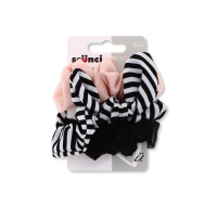 Assorted design hair scrunchies, 3 pieces