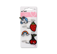Girls Patch Snap Clips 4 Piece Assorted