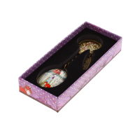 SANTORO LONDON PRINCESS & FOX OVAL METAL/GLASS KEYRING
