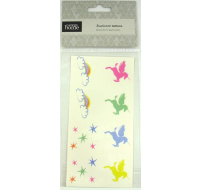 Pack of eight assorted unicorn themed temporary tattoos
