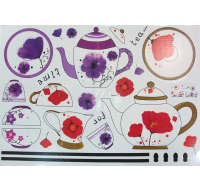 Vinyl peel and stick wall decor with tea design