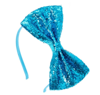 Sequin Bow Headband Blue