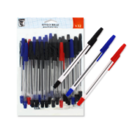 Assorted ball pens in red, blue, and black, 32 pack