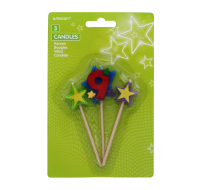 AMSCAN STARS CANDLES ON A STICK AGE 9 3 PACK