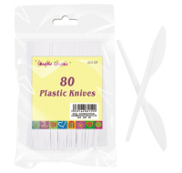 DINA PLASTIC KNIVES WHITE 80 PCS