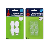 Clear removable stick-on hooks 4 pack