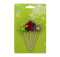 AMSCAN STARS CANDLES ON A STICK AGE 8 3 PACK