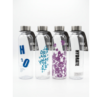 Assorted Printed Glass Water Bottles