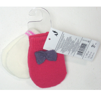 Two pack of red and white baby mittens