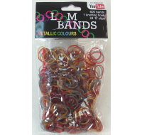 Metallic coloured loom bands kit with hook and S clips