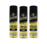 Greed air freshener sanitiser spray can