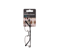 Sleek rectangle metal reading glasses with +1.00 magnification