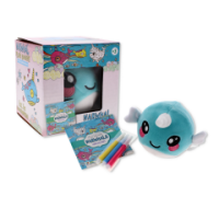 Squishy Palz plush squishy toy with colouring book and pens.