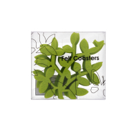 Green felt drinks coasters for protecting surfaces