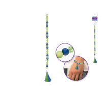 Dyed glass beads strands with sweet pea tassel
