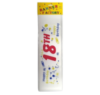 HAPPY 18TH BIRTHDAY BANNER WHITE WITH CARD