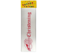 Baby Christening Banner White & Pink with Card