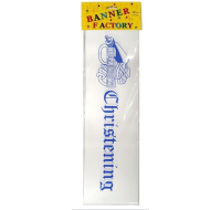 Baby Christening Banner White and Blue with Card