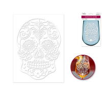 Etching effect sugar skull sticker for customisation