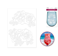 Etching effect stickers with rose bouquet design