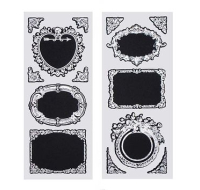 Chalkboard label stickers with silver frame medley design