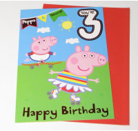 Peppa Pig and George Age 3 Birthday Card