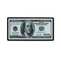 100 Dollar Tin Plate Wall Decor Sign with retro dollar bill design