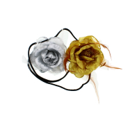 Hair band with gold and silver artificial flower detail