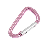 Pink aluminium D-ring hook for crafts and keyrings