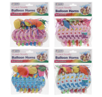 12 Pack Assorted Colour Balloon Party Horns Wholesale