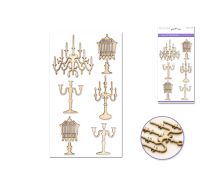 Laser-cut wood sticker candelabra for home decoration