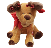 Santa's Singing Reindeer brown stuffed animal playing music