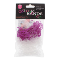 Clear and coloured loom bands pack with hook and S clips