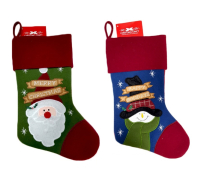Classic green and red Christmas craft stocking with festive designs