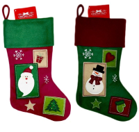 Christmas Craft Stocking with patchwork design in red and green