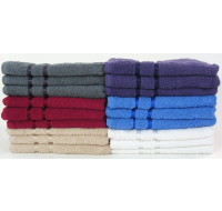 Assorted premium hand towels in a stack
