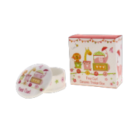 White ceramic first curl trinket box