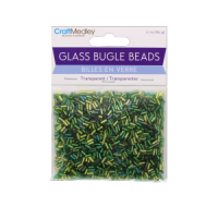 Green glass bugle beads for crafts
