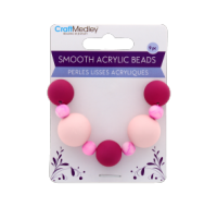 Smooth Acrylic Beads Pink 9pc