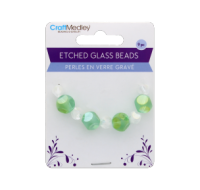 Etched Glass Beads Verdi 9 pc for jewellery making