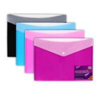 20 Pack A4 Plastic Button Wallet Double Pocket