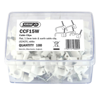 1.5mm Flat White Cable Clips Pack of 100