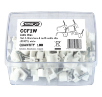 1mm Flat White Cable Clips Pack of 100 for Twin & Earth Wire